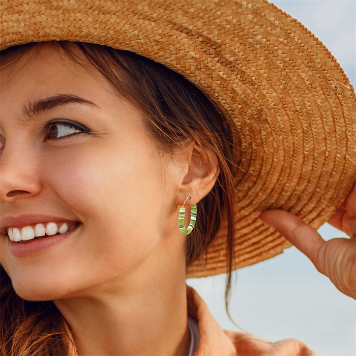 Wholesale Creative contrasting earrings, personalized casual vacation style, soft ceramic ring earrings