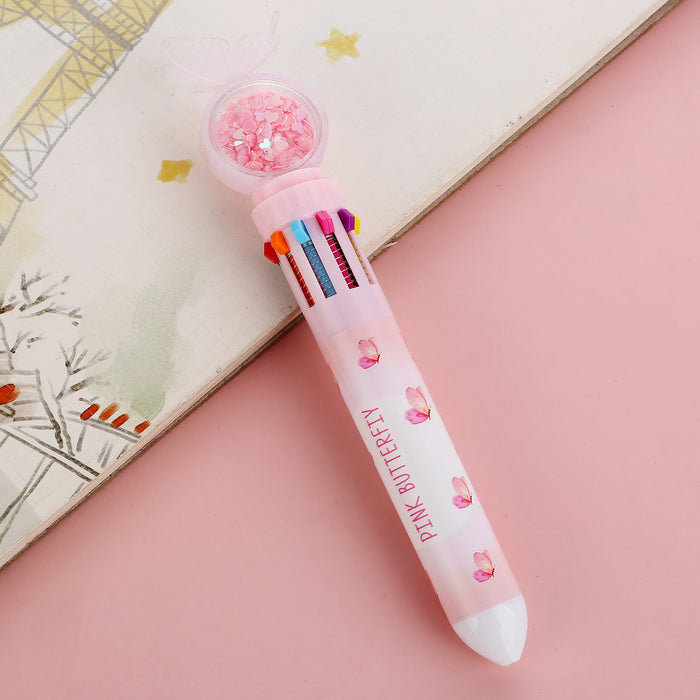 Wholesale Butterfly Sequin Ten-Color Ballpoint Pen