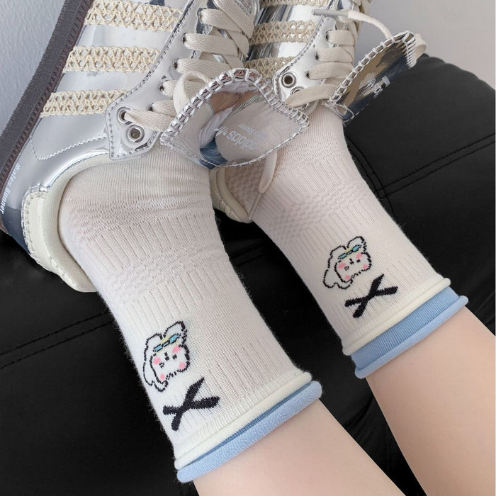 Wholesale Cartoon tube socks, cute pile socks, mesh breathable lace socks