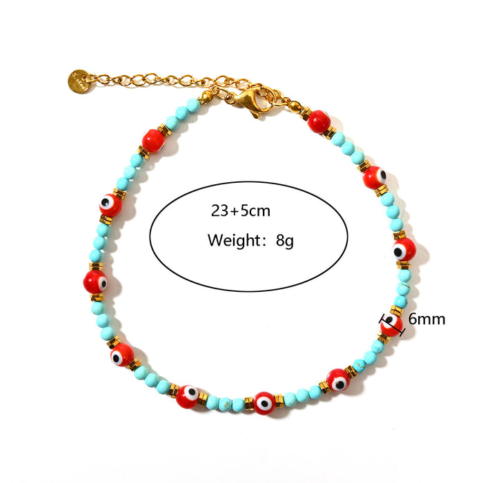 Wholesale Classic Devil's Eye Stainless Steel Bead Foot Chain Round Beads Colorful Evil Eye Foot Accessories Wholesale