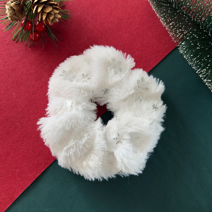 Wholesale Christmas snowflake plush hair ring gold-stamped high elastic hair rope female autumn and winter style hair rope holiday hair accessories