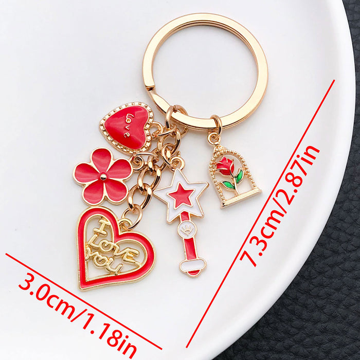 Wholesale Dripping oil red cartoon lips metal keychain