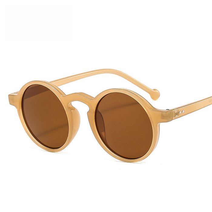 Wholesale New round frame crown prince sunglasses, trendy large frame sunglasses, rice nail sunglasses