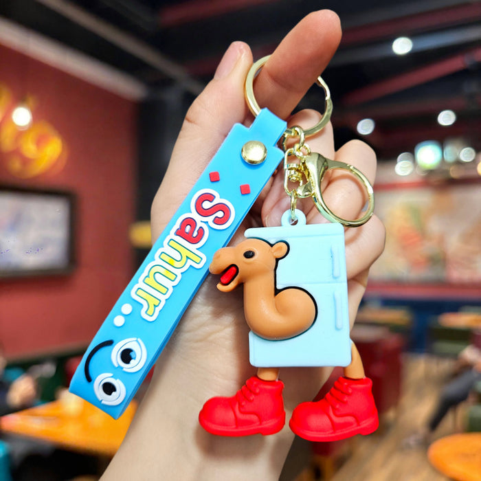 Wholesale Doll Keychain Mythical Beast Quirky Abstract Wooden Stick Man Shark Small Pendant