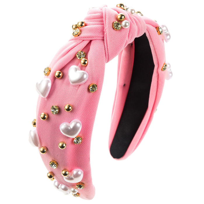 Wholesale Valentine' s Day Heart-Shaped Pearl Wide Headband