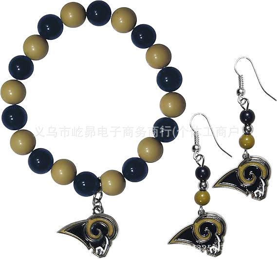 Wholesale Football Colored Candy Acrylic Bead Bracelet Earring Set