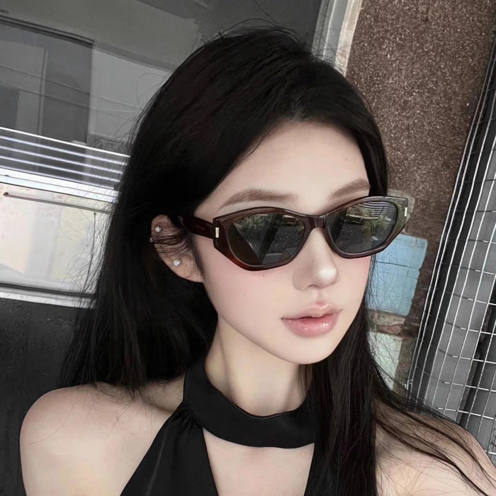 Wholesale Tea ink green sunglasses for women, round face for slimming, high-end sunglasses