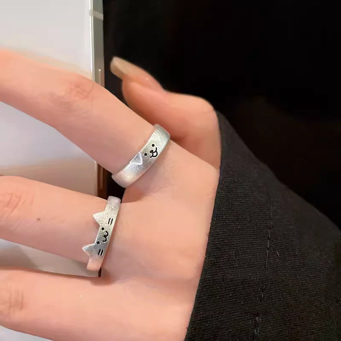 Wholesale Unique and cute couple style index finger ring, female niche design, adjustable opening ring