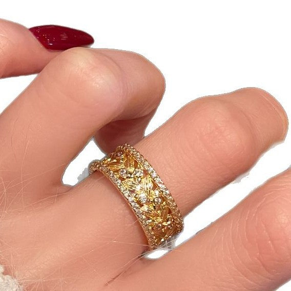Wholesale Vintage Open End Ring with Full Diamond Zirconia Micro Inlay, Unique Design, High End, Personalized Accessory