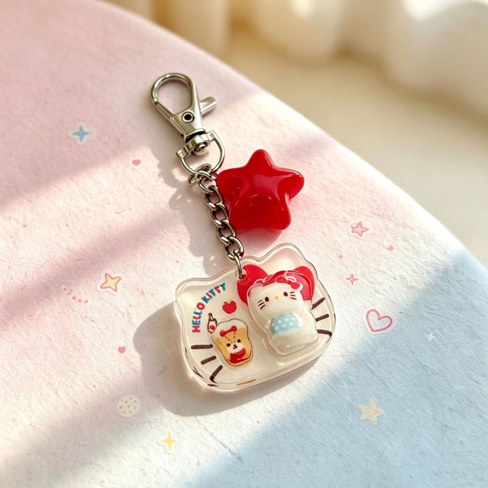 Wholesale Cute Cat Star Keychain Acrylic 3D Cartoon Pendant Bag Charm Gift