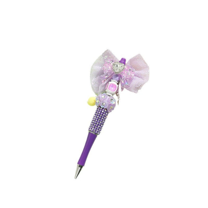 Wholesale 10pcs Beaded Pens Colorful Handmade Beaded Twisting Rhinestone Bow Ballpoint Pen JDC-PN-FC002