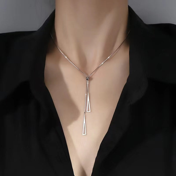 Wholesale Delta Tassel Pendant Necklace Titanium Steel Rose Gold Chain