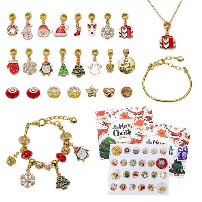 Wholesale Christmas DIY Bracelet Blind Box Gold 31 Grid Advent Calendar Jewelry Accessory Gift