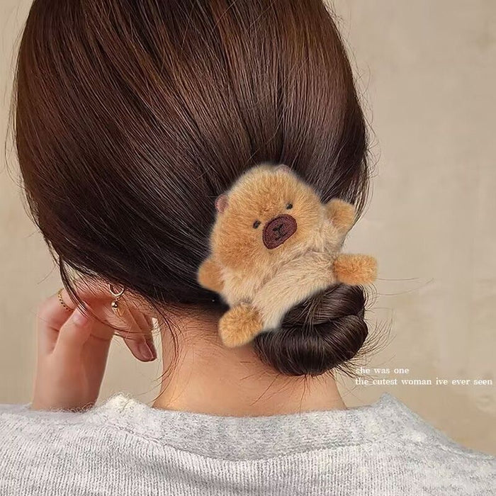 Wholesale Hair Loop Capybara Plush Large Hair Rope Rubber Maillard Hair Rope Hair Accessories