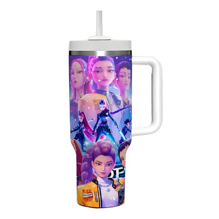 Wholesale Tumbler 40oz K-POP Printed Vacuum Stainless Steel Car Ice Bullies Cup with Handle
