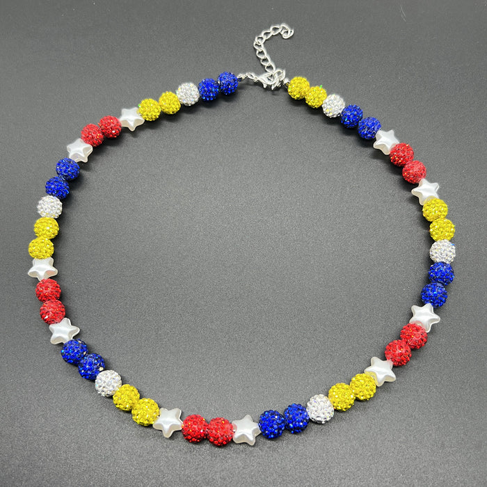 Wholesale Baseball necklace hip hop colorful diamond ball jewelry necklace