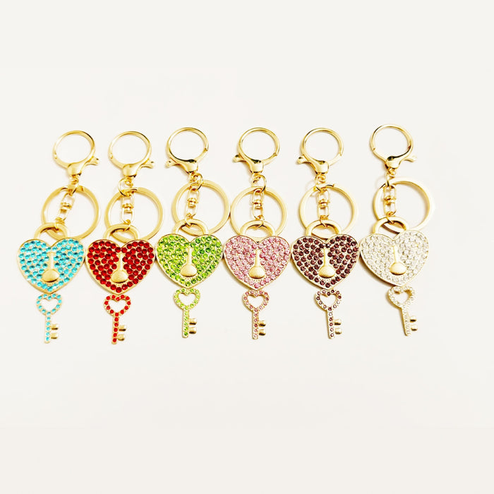 Wholesale Heart Rhinestone Keychain Bag Charm Stylish Keyring For Couple Travel Souvenir Boutique Resale