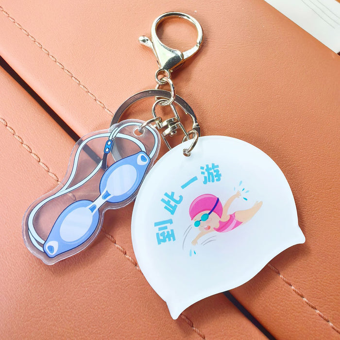 Wholesale Acrylic swimming pool keychain backpack creative pendant