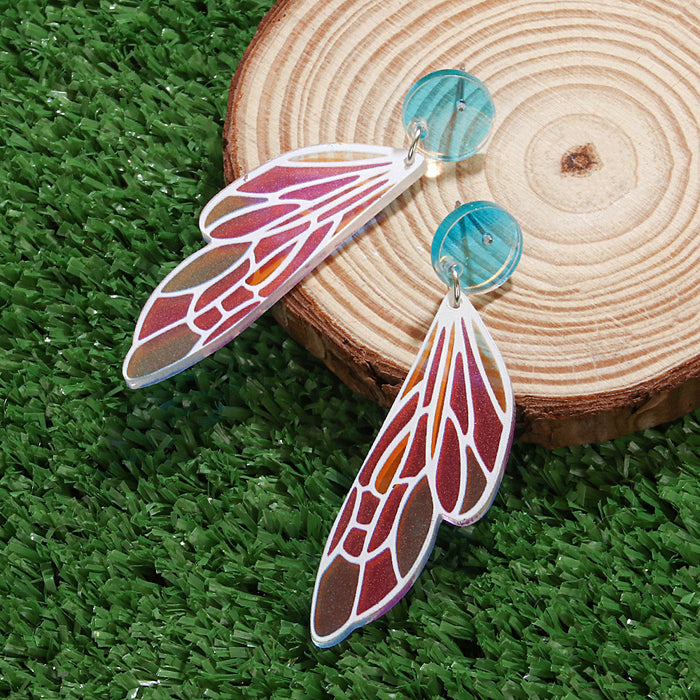 Wholesale Wing Earrings Handmade Cute Colorful Insect Wings Acrylic Earrings