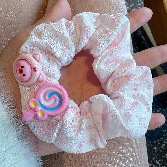 Wholesale Pink Double-layer Bow Wide-brimmed Fabric Hair Rope JDC-HS-SanHe005