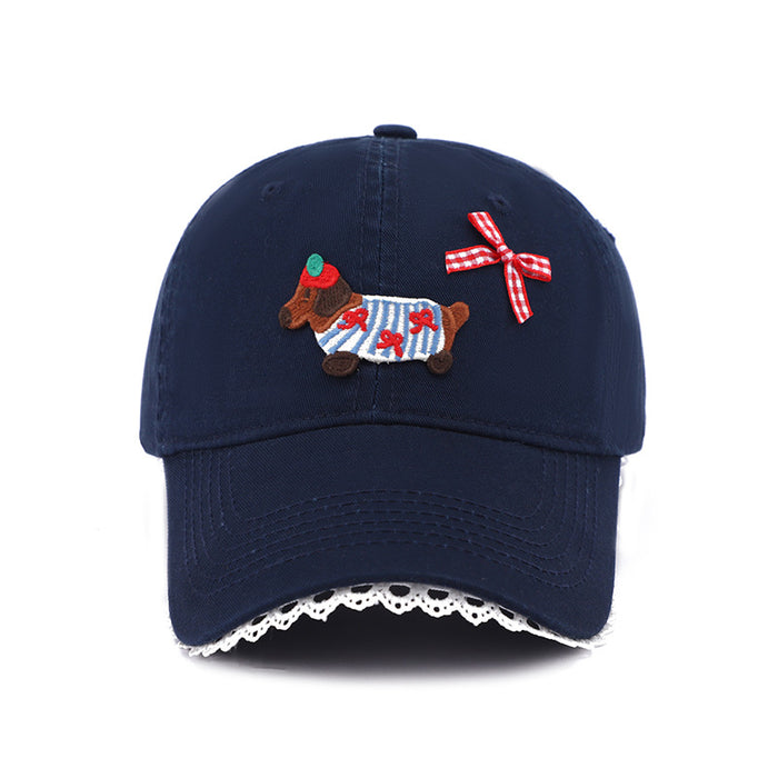 Wholesale Sunscreen hat, cute puppy duckbill hat, baseball cap