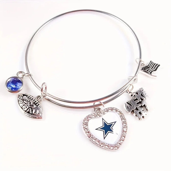 Wholesale Pittsburgh Steelers Helmet American Flag Alloy Pendant Bracelet