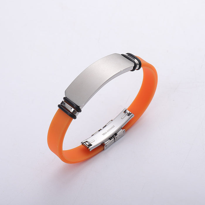 Wholesale Titanium steel personalized engraved sports basketball men's bracelet, silicone stainless steel couple bracelet