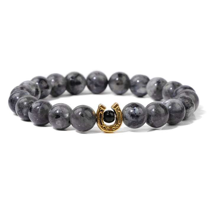 Wholesale 8mm Natural Lapis Stone Horseshoe Elastic Bracelet Art Retro Bracelet Wholesale