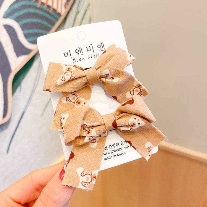 Wholesale Internet Celebrity Milk Curry Color Bear Bow Hairpin