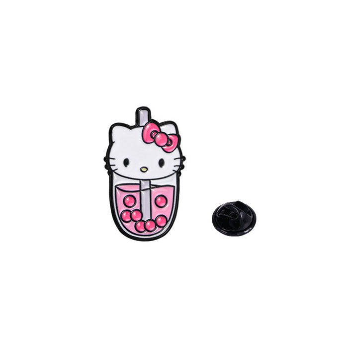 Wholesale Cartoon Milk Tea Brooch Cute Alloy Oil Drop Clothing Decoration