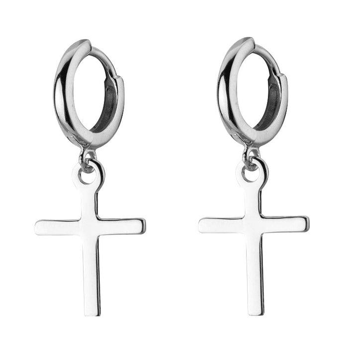 Wholesale Cross earrings with personality, simplicity, temperament, circle earrings, versatile fashion, plain circle earrings