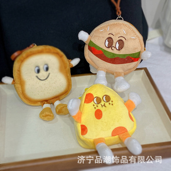 Wholesale Cartoon Toast Bread Burger Coin Purse Plush Fruit Capybara Pendant Coin Storage Bag