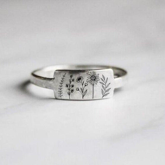 Wholesale Independent station retro floral simple ring, fashionable and personalized artistic retro small flower index finger ring