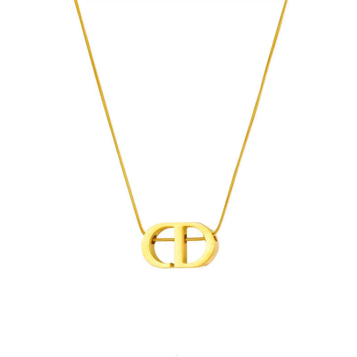 Wholesale Titanium Steel Letter Real Gold Necklace for Women JDC-NE-LG041