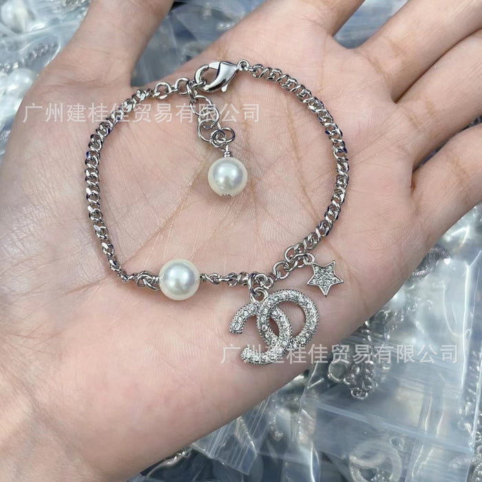 Wholesale Pearl Full Diamond Star Bracelet Women's Sweet Bracelet