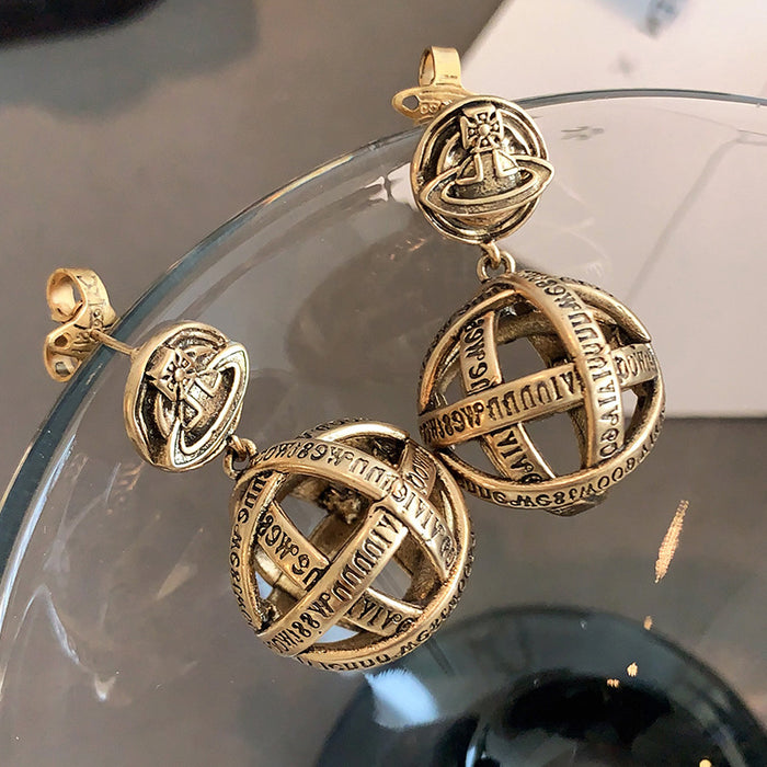 Wholesale Women's Heart Earrings Star Stud Earrings with Enamel Saturn Pendant