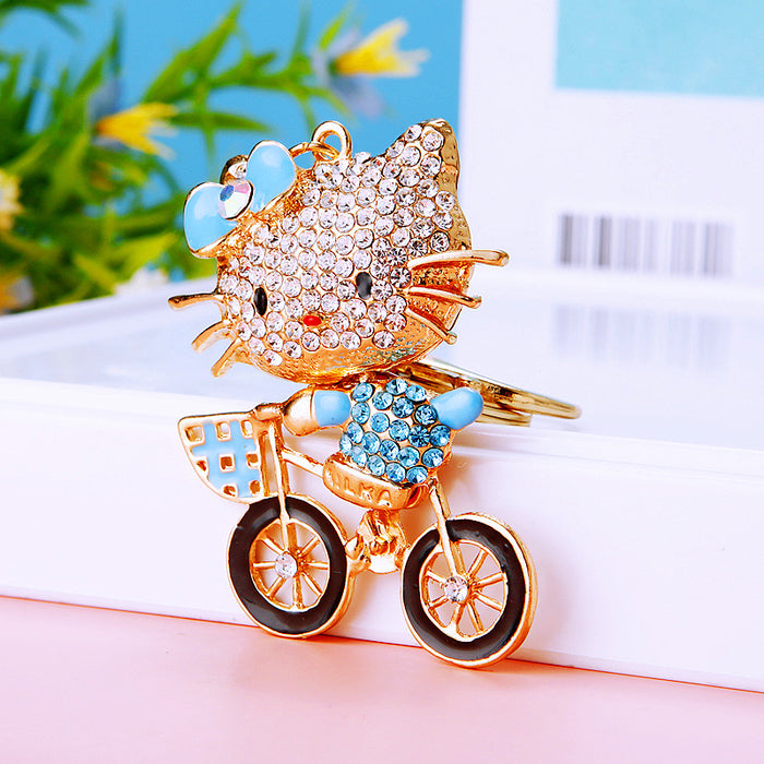 Wholesale Diamond studded bow, car keychain, metal pendant, keychain ring