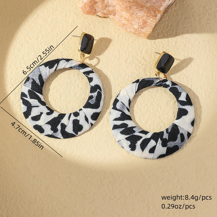 Wholesale Exaggerated leopard print flower tassel earrings, fashionable and high-end, niche earrings, wholesale of earrings