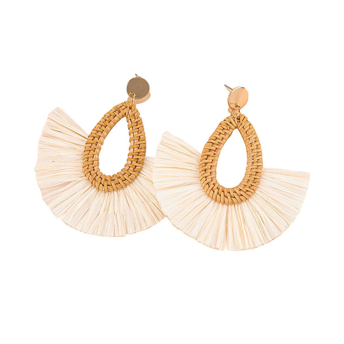 Wholesale tassel earrings  vacation high-end feeling raffia grass earrings