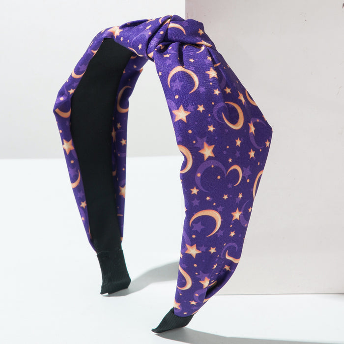 Wholesale Fabric knotted star and moon print headband