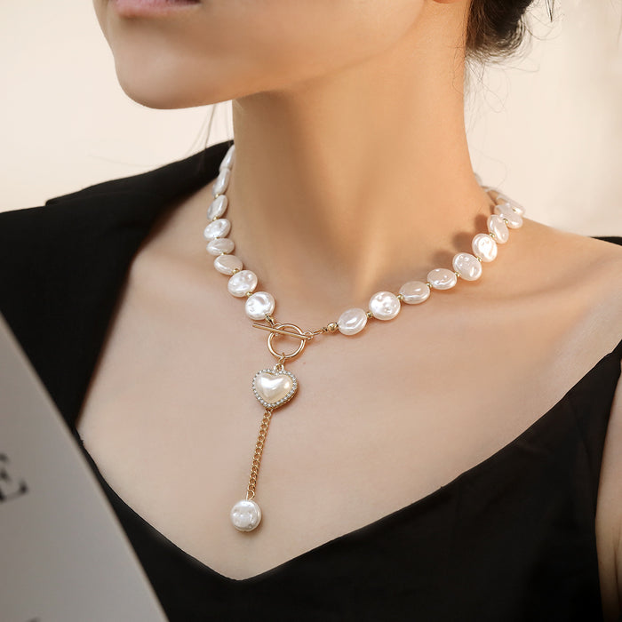 Wholesale Jewelry Simple Baroque Imitation Pearl Necklace Necklace Heart