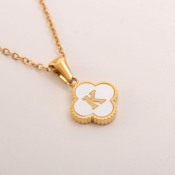 Wholesale gold-plated letter necklace women four-leaf letter pendant necklace jewelry
