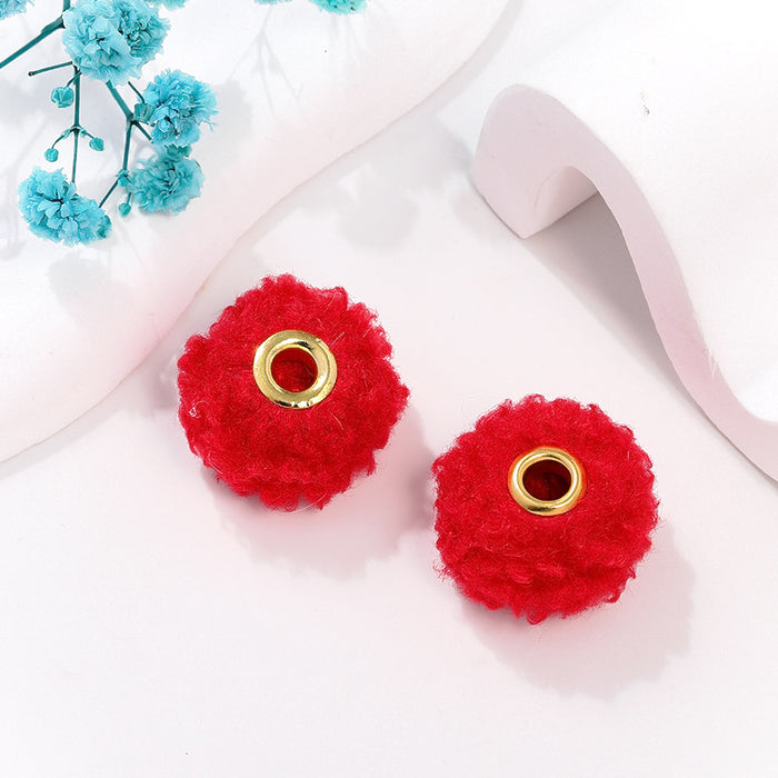 Wholesale 100PCS 20MM Straight Hole Plush Ball Spacer Beads JDC-BDS-NanT009