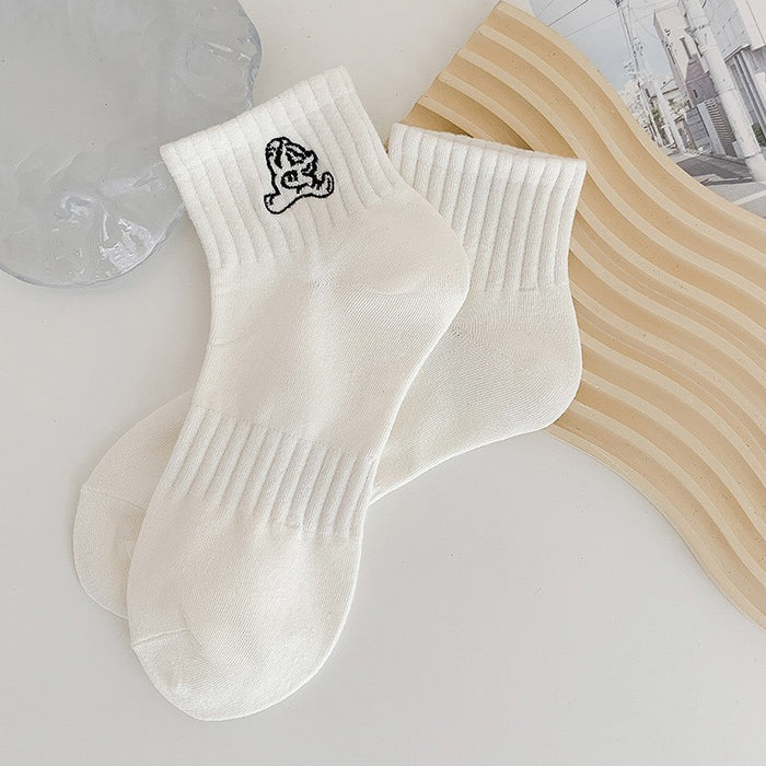 Wholesale Socks Embroidered Smiling Face Middle Socks Sports Long Socks