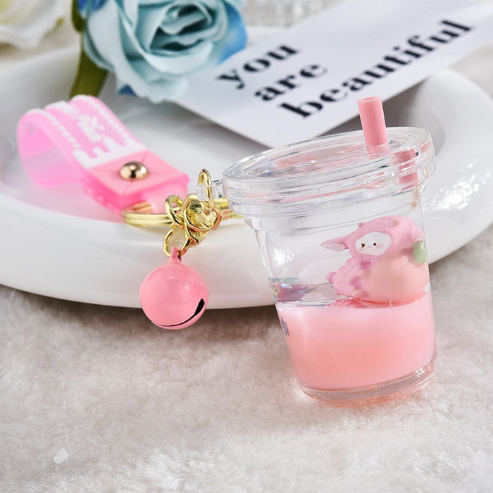 Wholesale Quicksand Bottle Cartoon Kitten Keychain