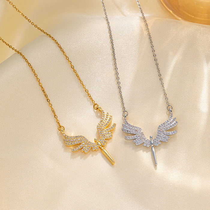 Wholesale Diamond angel wings Angel necklace