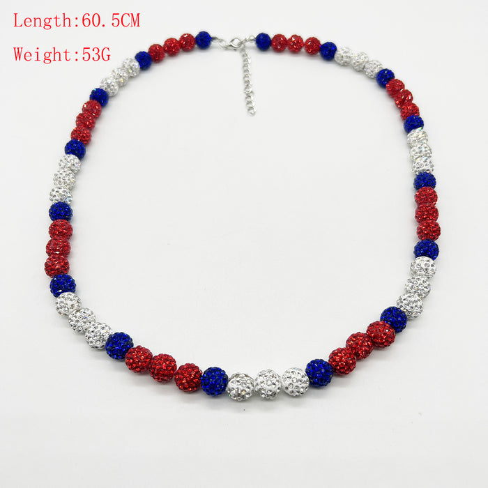 Wholesale Baseball necklace hip hop colorful diamond ball jewelry necklace