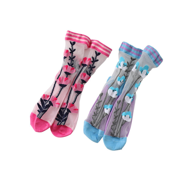 Wholesale Women's socks with mid tube design, cotton socks, breathable ice stockings