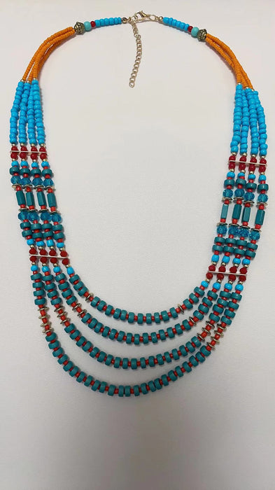 Wholesale Ethnic Style 4-layer Glass Rice Beads Bohemian Forehead Necklace JDC-NE-YuT001