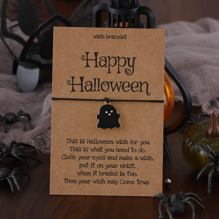 Wholesale Cute colorful ghost pendant bracelet funny oil drop hand-woven card ornaments